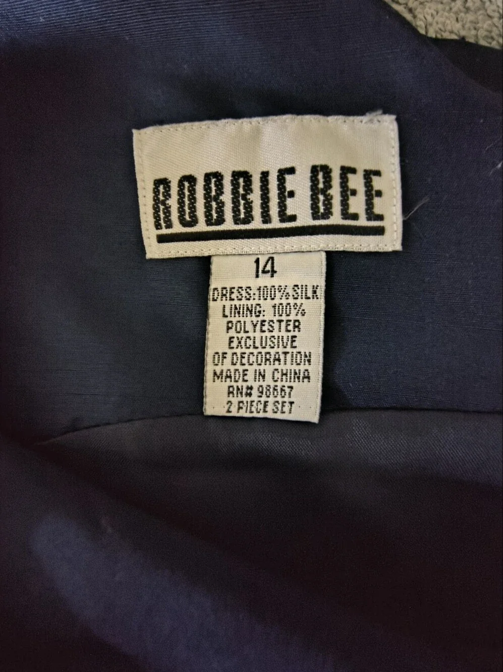Vtg. Robbie Bee 2-Piece 100% Silk Sheath Dress Cropped Bolero Jacket Set Sz 14